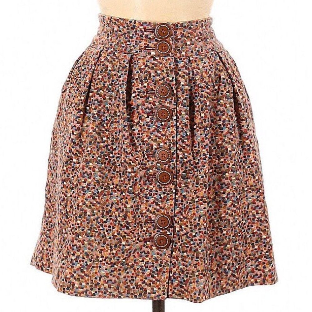 Elevenses Anthropologie Confetti Button Up Gingerbread Skirt